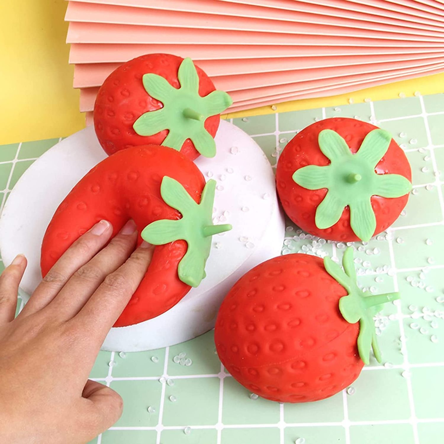 Custom Giant Strawberry Soothing and Fun Squishy Water Bead Stress Ball for Hand Strengthening Exercises