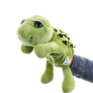 Customized Kawaii Soft Cushion Stuffed Animal Toy Cute Plush Green Turtle Hand Puppet