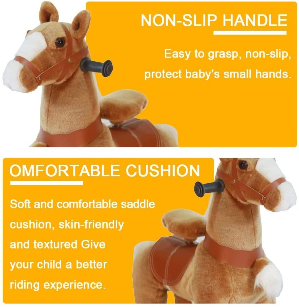 Custom Ride On Horse Natural Mechanical Kids Real Walking Small Unicorn Horse Toddlers Plush Pony Riding Horse