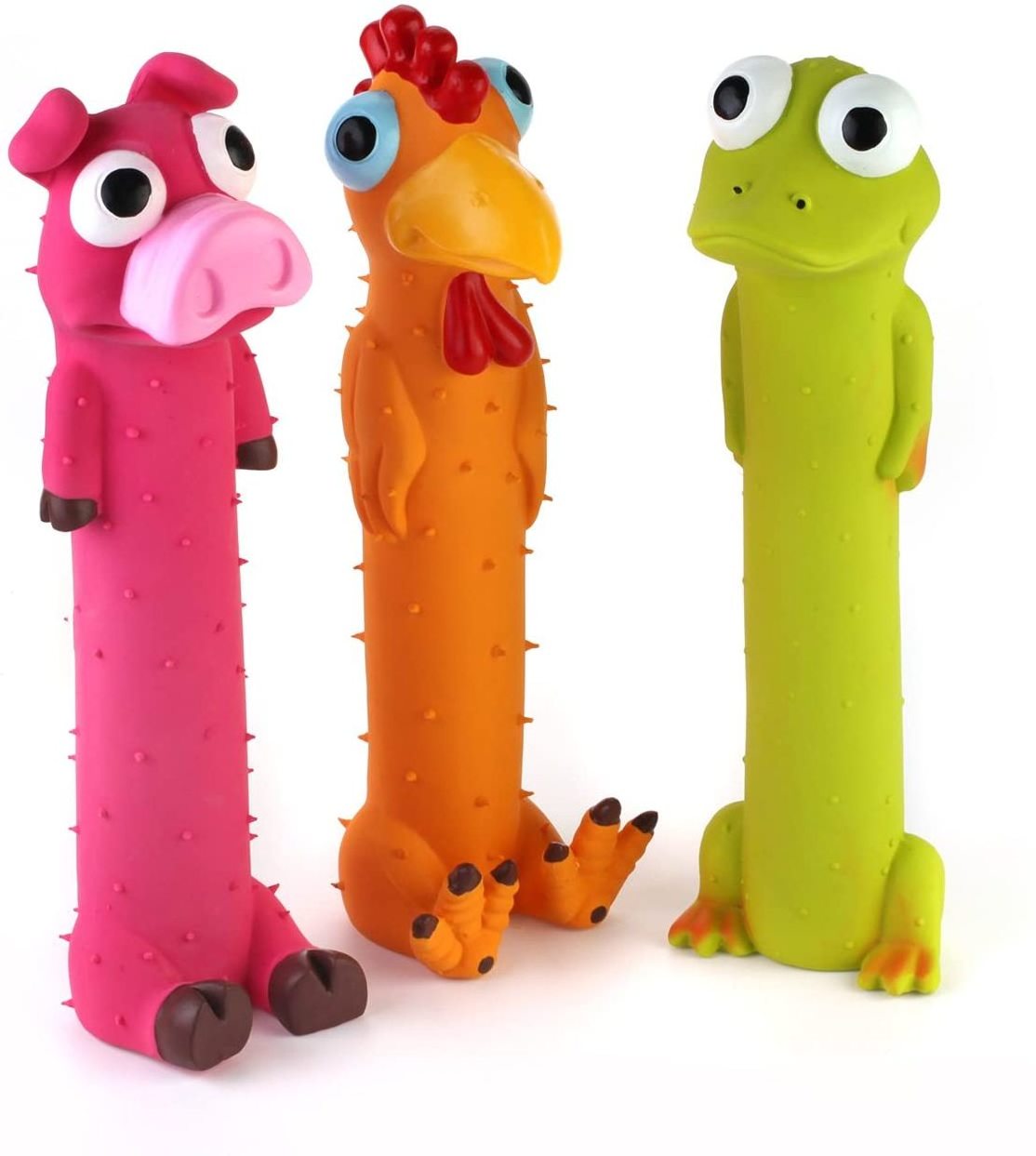 NEW  cute Chicken frog pig Squeaky Latex Dog Toys Standing Stick Animal Puppy Fetch Interactive Play for Small Medium Dogs