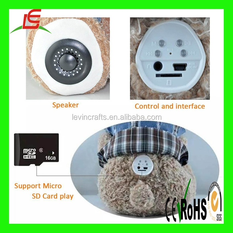 Wireless Micro SD Memory Card Stereo Speaker Teddy Bear Plush Toy