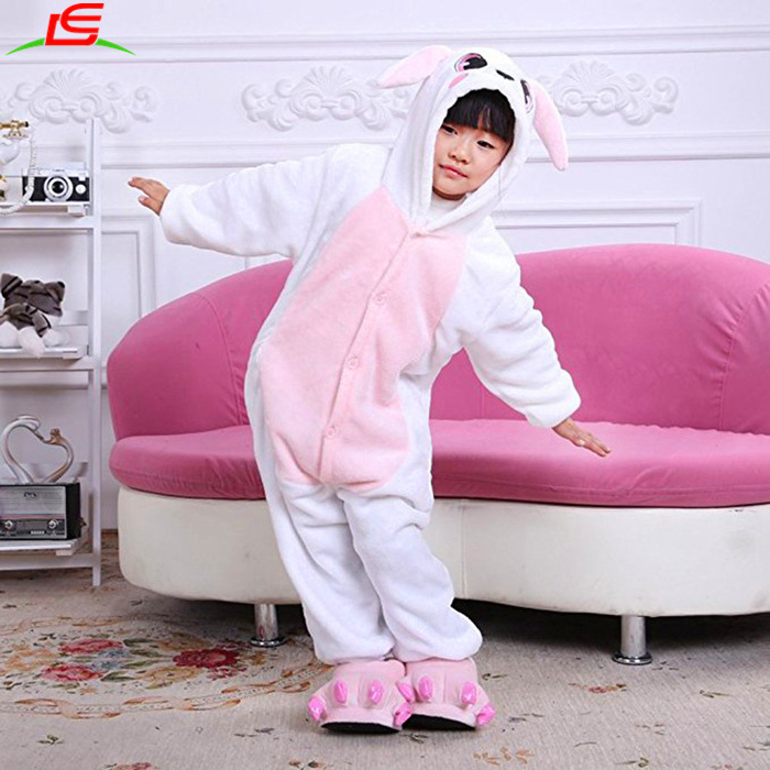 Lovely Child Rabbit Animal Onesie Cosplay Costume Flannel Homewear Pajama