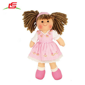 LE-D446 Little Fat Stuffed Plush Pink Walking Dolls with Line Hair