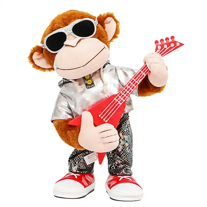 custom hanging toys electronic dancing monkey man dot plush toy with microphone Electronic plush toy