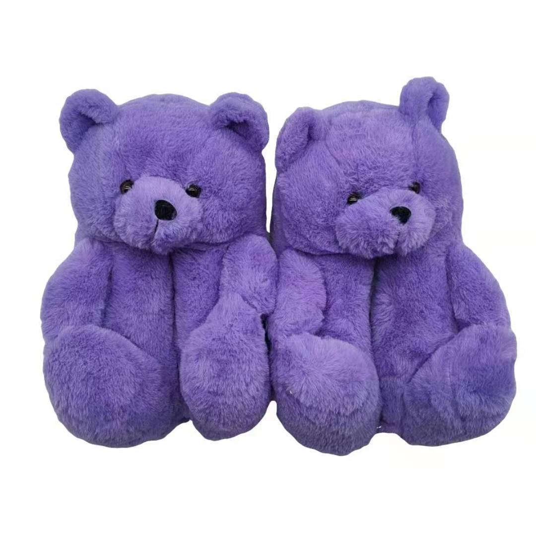 Customize Teddy Bear SlippersNew Wholesale Stuffed Plush Bear Slippers Ladies Furry Slippers