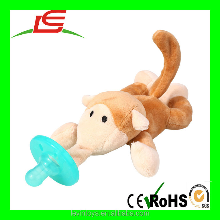 Funny Animal Dolls Softtextile Baby Reborn Silicone Mam Pacifier With Plush Toy