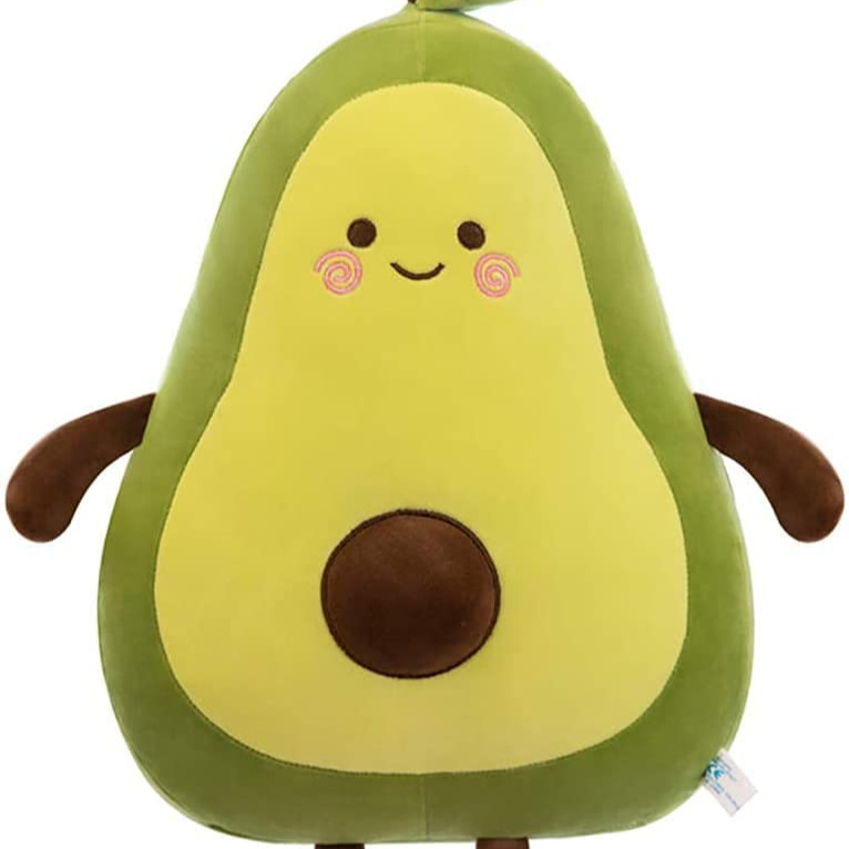 China factory OEM   Stuff Avocado Plush Toys  Soft Novelty Food Shaped Throw Pillow Cute Fruit Stuffed Doll is Gift for Girl Boy