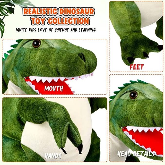 OEM/ODM Plush T-Rex Dinosaur Plush Stuffed Animal with Cute Little Dinosaurs in Tummy Carrier Soft Cuddly Stuffed Animal Pillow