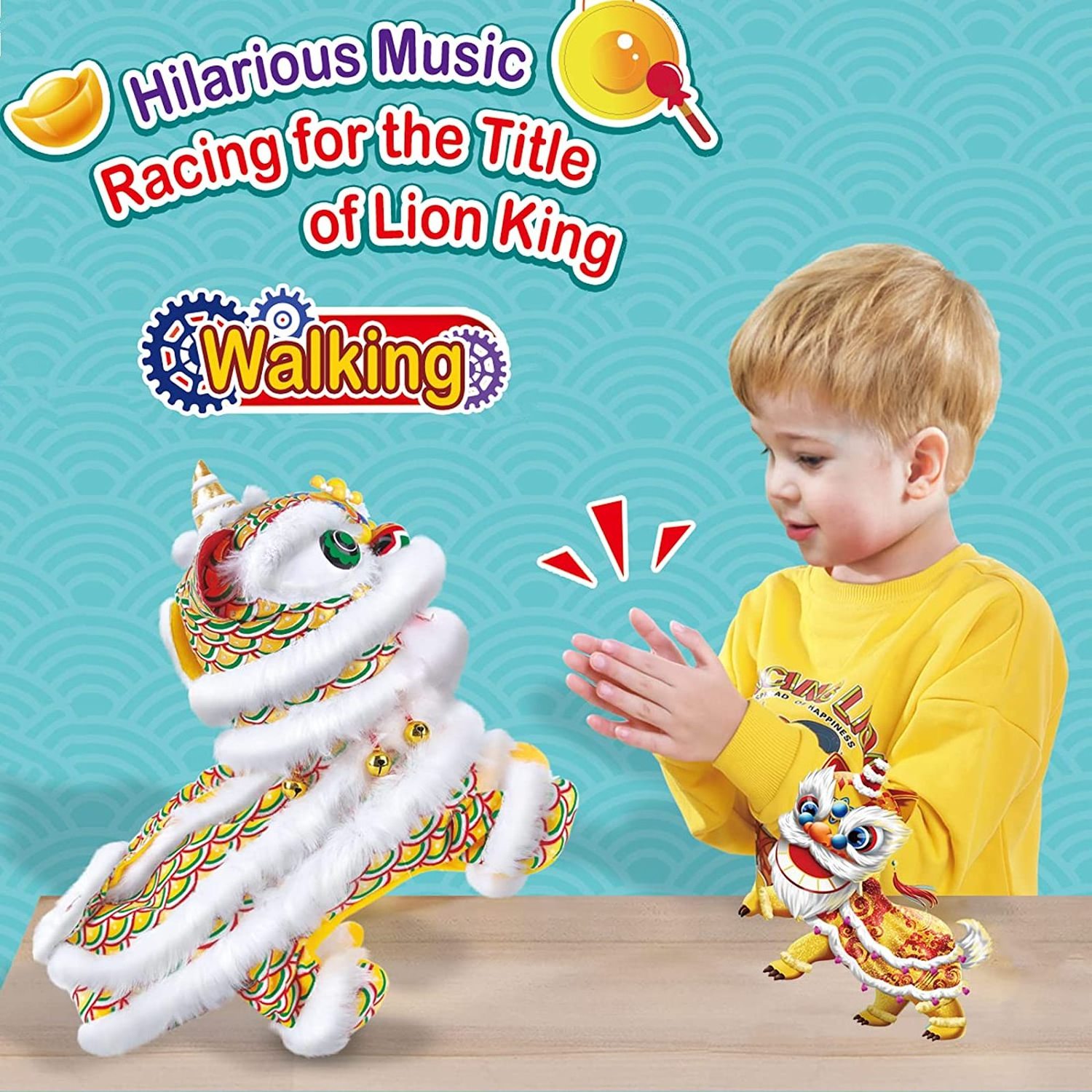 Custom Chinese Lion and Dragon Dance Plush Toys Realistic Unicorn Walking Shaking Music Interactive Electric Animalnimal Toy