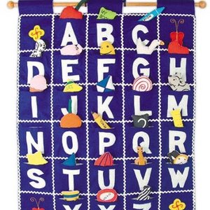 Customized Letters Learning ABC Pockets Tapestry large Colorful Fabric Alphabet Wall Hanging