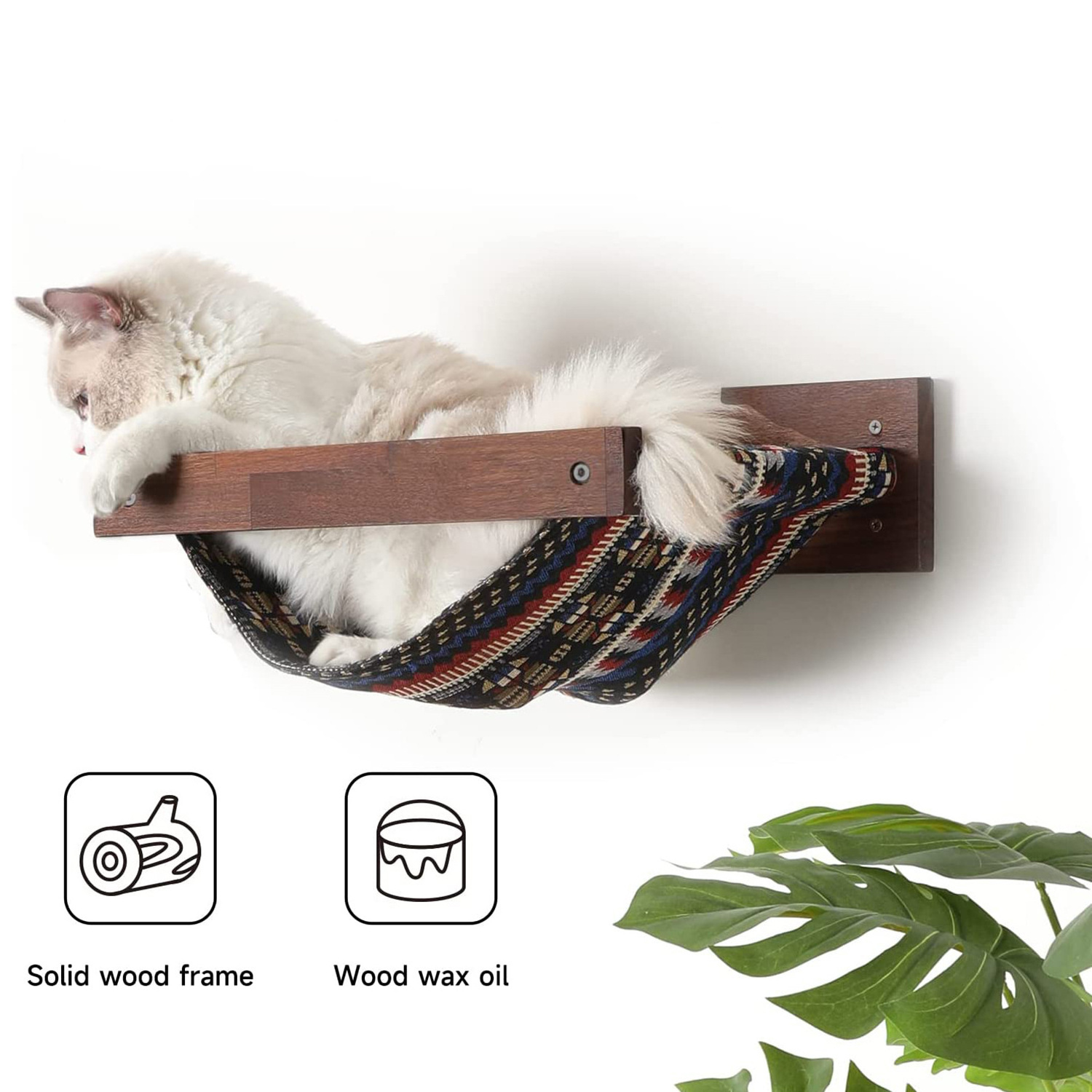 Strong and Durable Cat Hammock Wall Mounted Kitty Beds and Perches Wooden Cat Wall Furni Bed