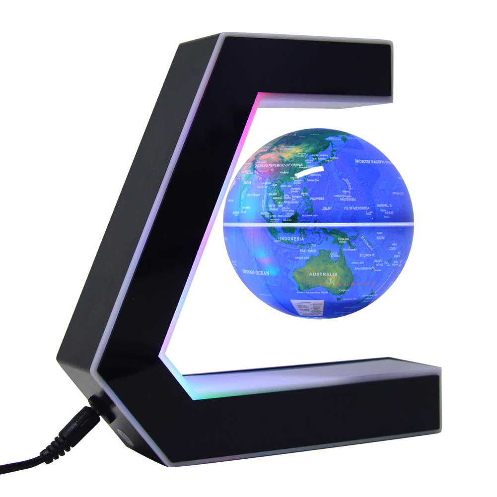 E Shape Decoration Magnetic Levitation Floating Globe with World Map for Office or Room