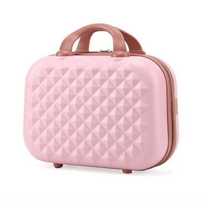 Vintage Mini portable hand Luggage Gift Box Small 14 "Makeup case Light portable diamond checker suitcase