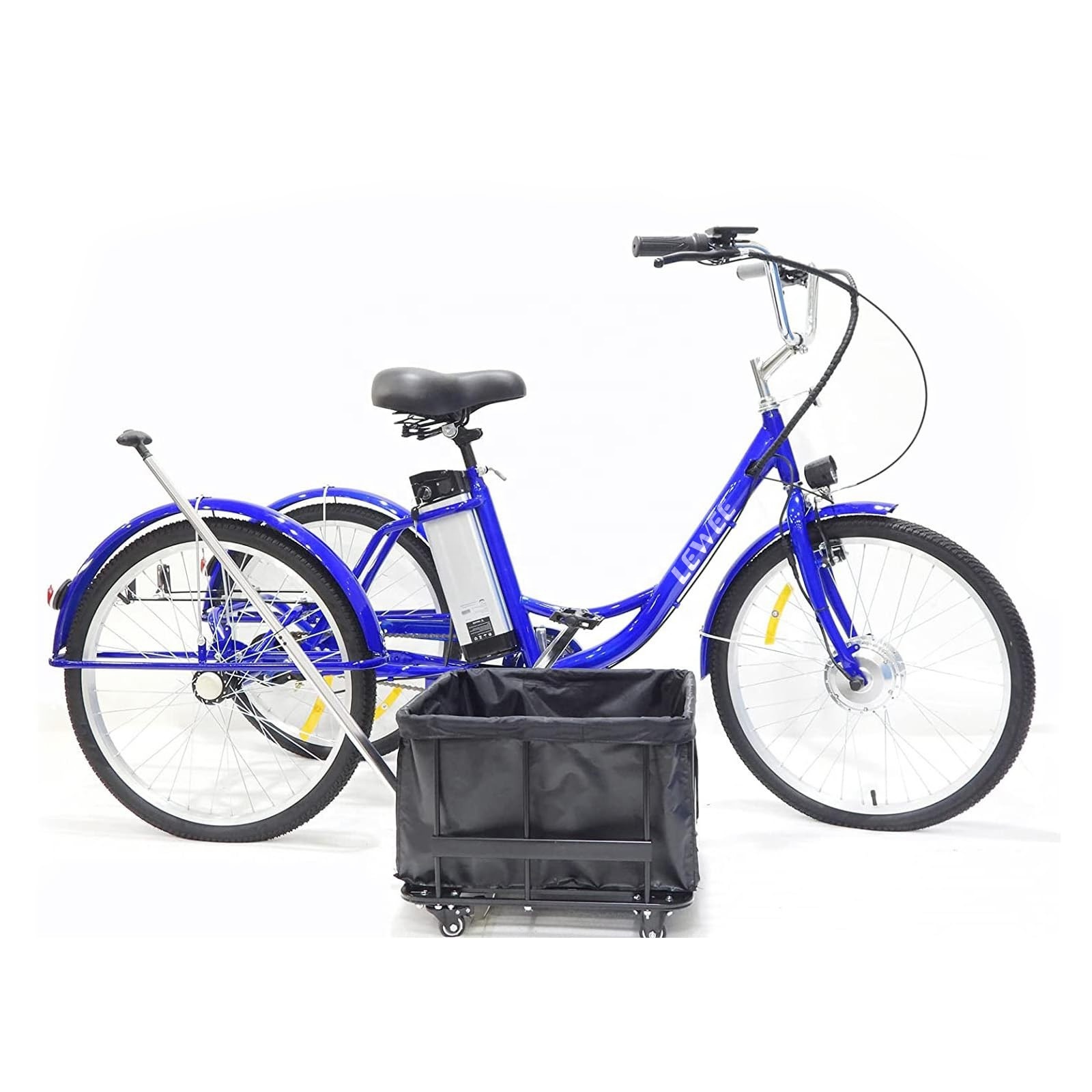 LEWEE High Quality 24 Inches Three Wheel Electric Bike 350W 36V 12AH Battery Adult Bicycles Fat Tire 3 Wheel Electric Tricycle