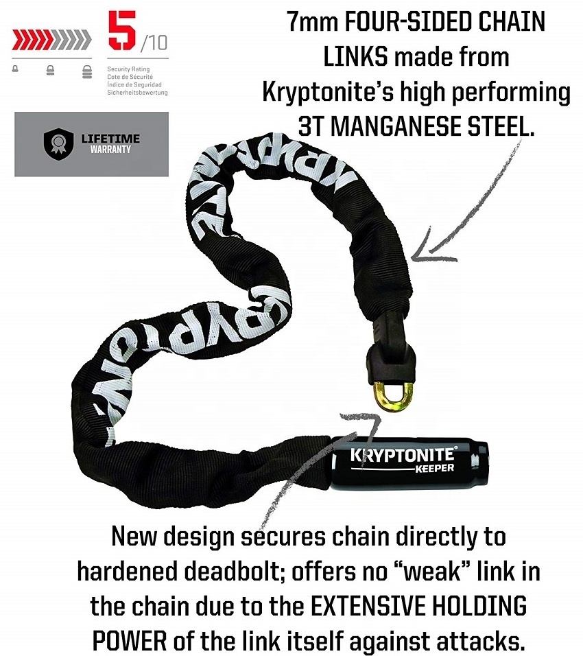 Kryptonite Keeper 785 7mm Chain Bicycle Lock  Black,bike steel lock