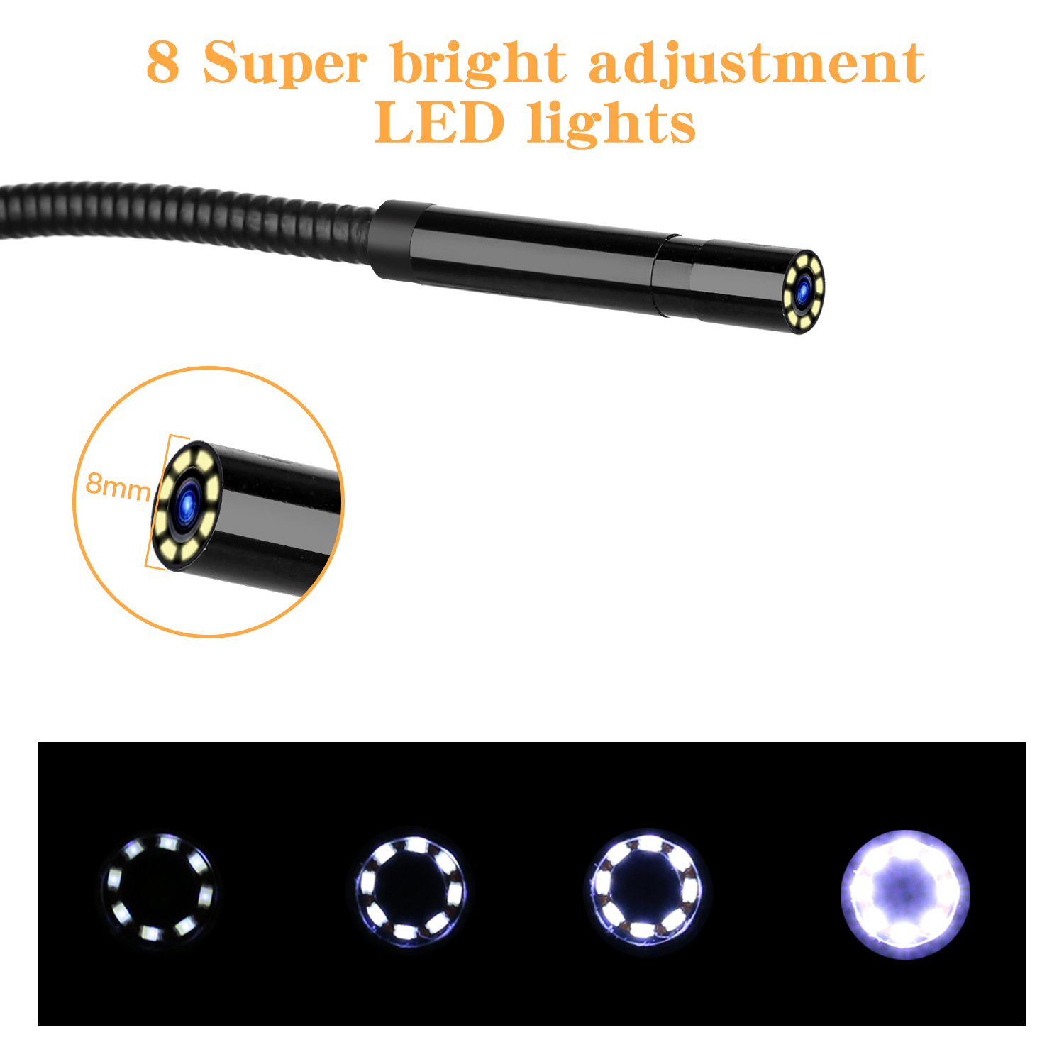 8mm camera in pipe inspection high definition endoscope industrial auto pipe video 4.3 inch equipment engine borescope camera