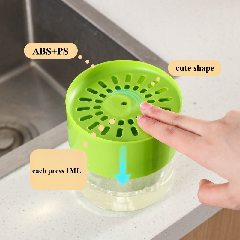 2024 New design Premium Quality 500ML plastic Dish Washing Soap Dispenser and Sponge Holder for Kitchen Sink