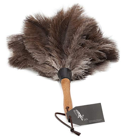 reusable natural premium quality genuine ostrich feather duster with wooden handle