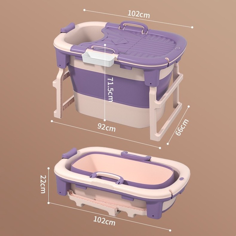 Freestanding Bathroom Portable Adult Movable Plastic Thicken Foldable Bath Tub With Lid