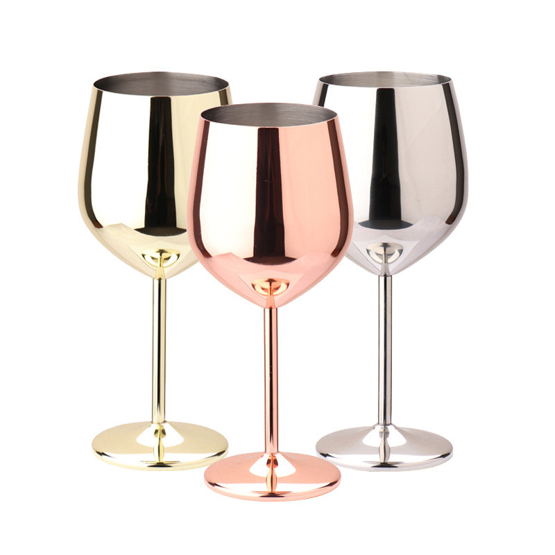 Wholesale customized 500ml durable holiday gift cocktail stainless steel stemless wine glasses