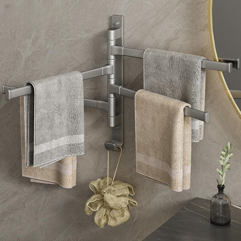 2023 Modern Rotatable Towel Bars Self Home Bathroom Wall Mounted Towel Rack