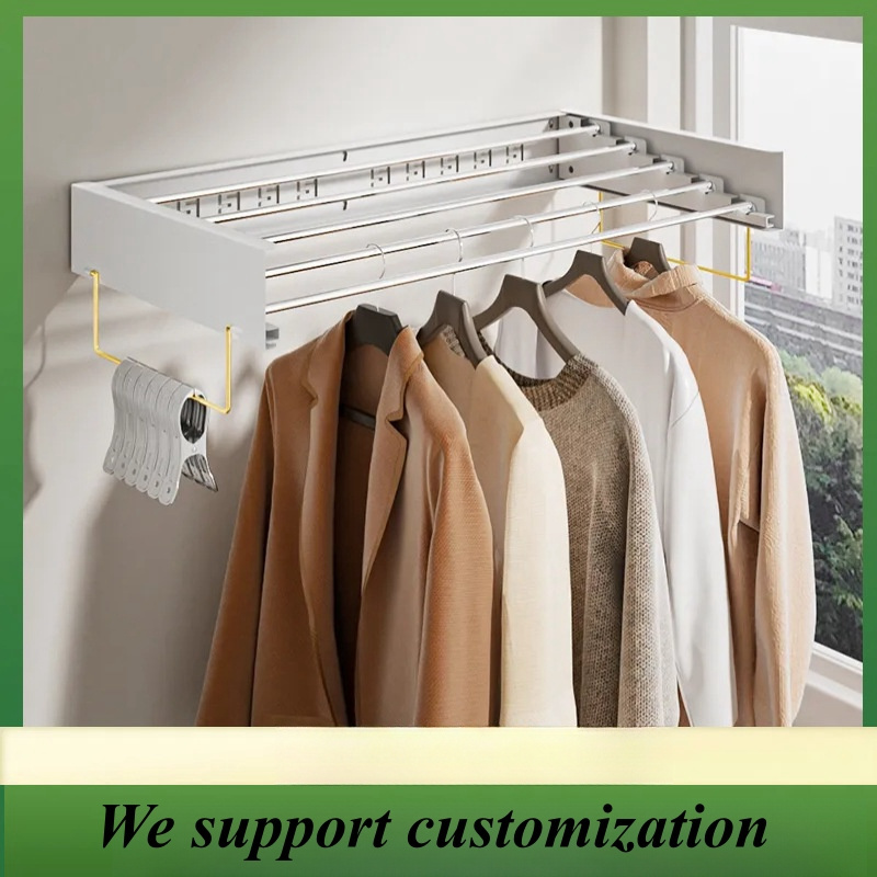 custom logo space saving Wall Mounted Folding Iron Clothes Drying Rack indoor