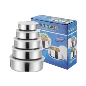 best price Anti-rust 5pcs round Stainless steel fresh keeping food container with silicone lid