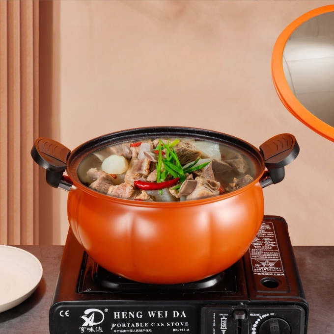 Wholesale Cookware 8L Large Capacity Cast Iron Non-stick Stew Soup Pot Pumpkin Shape Micro Pressure Cooker