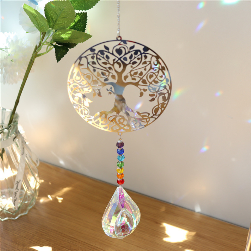 hot selling diy indoor window decor metal sheet suncatcher crystal suncatchers pendants