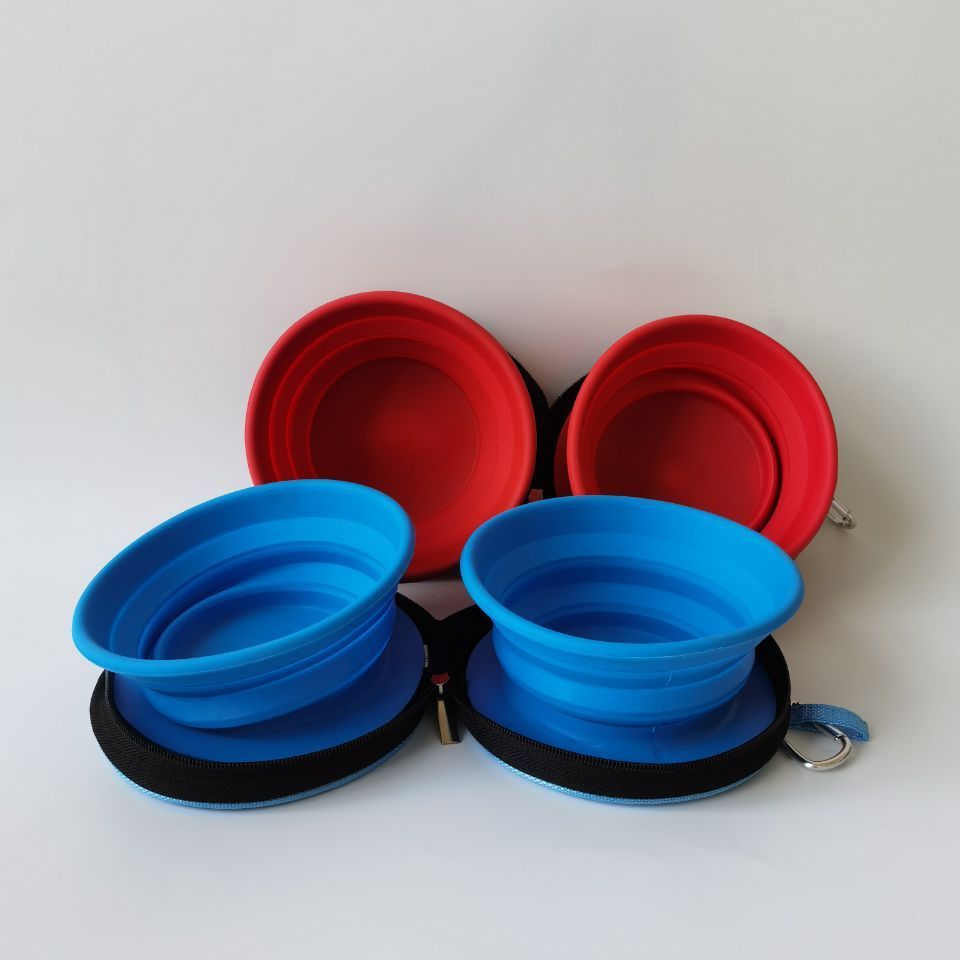 pet accessories outdoor portable telescopic folding eco friendly silicone dog food bowl