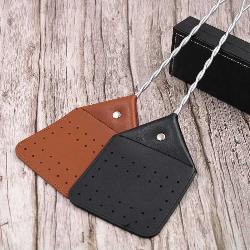 Wholesale PU Leather Fly Swatter Durable Mosquito Killing Tool Flyswatter Manual 2 Colors