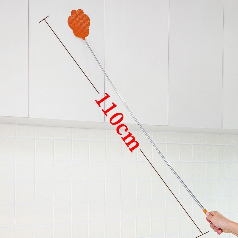 wholesale low price customized indoor plastic Fly Swatter with Stainless Steel Extendable Handles