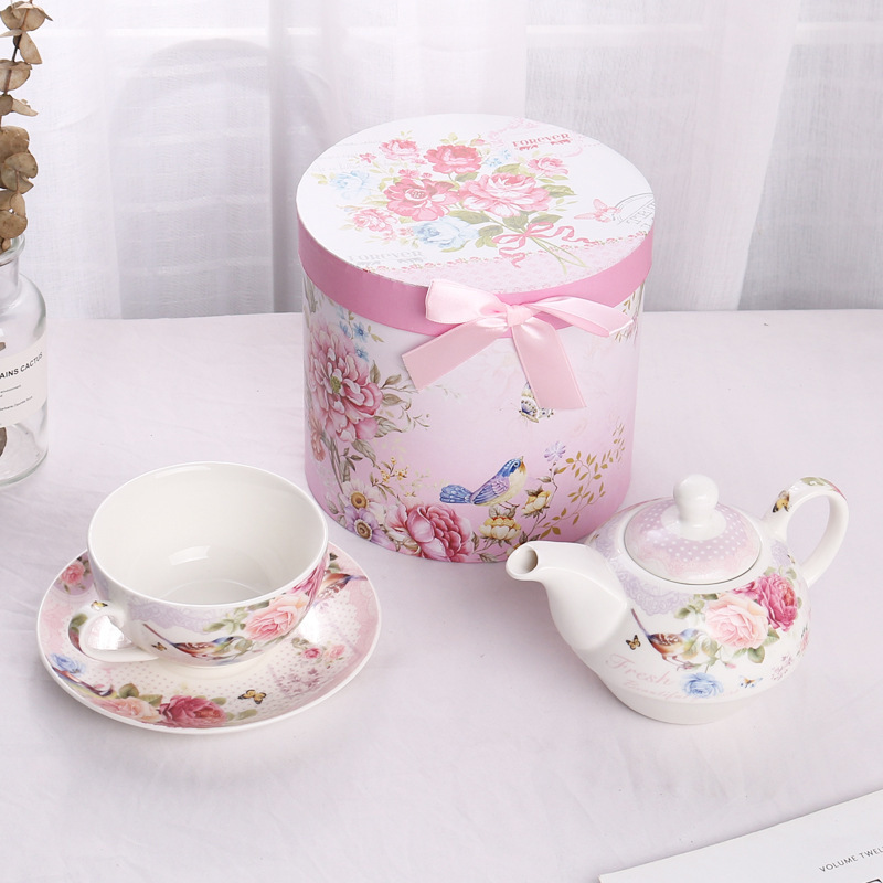 custom logo lady gift chinese high temperature resistance pink white ceramic tea pot one