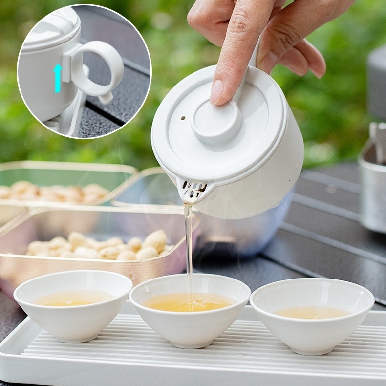 chinese travel tea set pp plastic teapot 1 pot 3 cups portable outdoor tea cup set