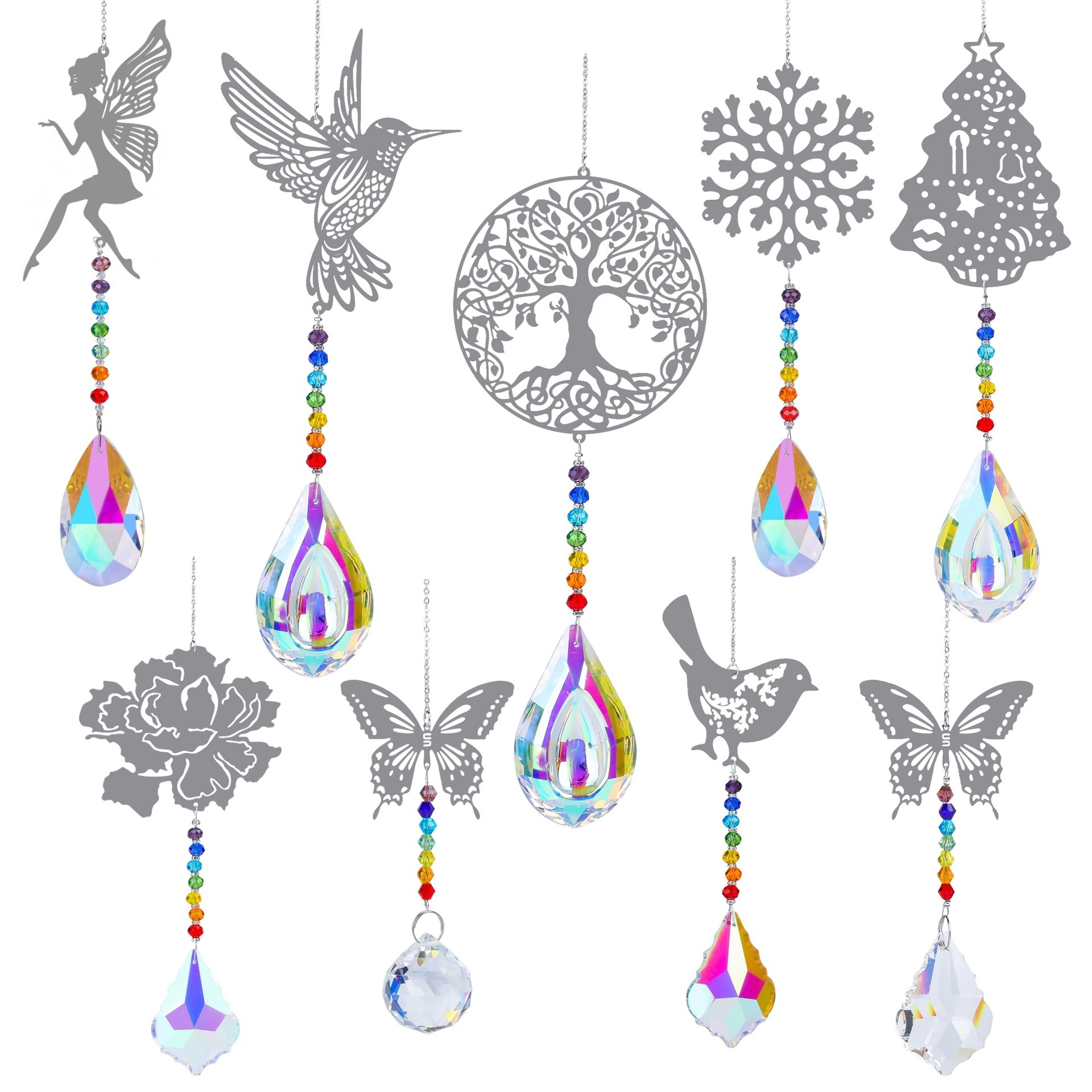 wholesale hanging humming bird  metal sheet crystal suncatcher prism pendant ornament