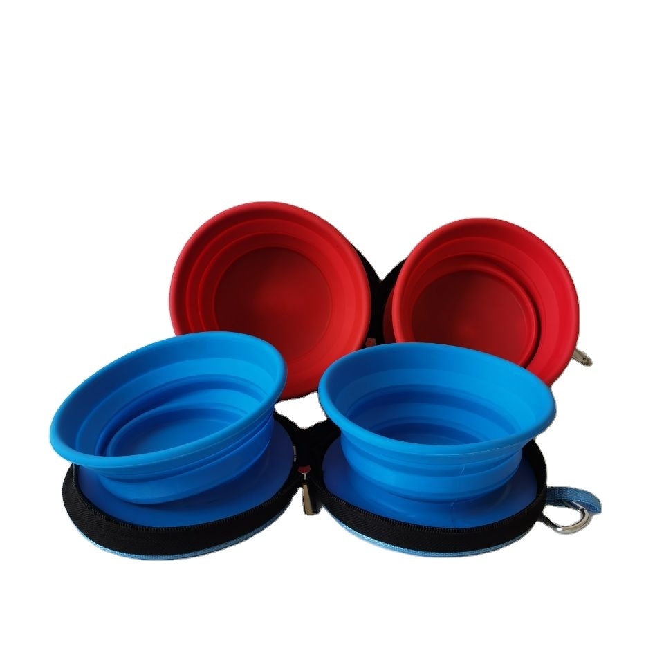 wholesale silicon folded portable silicone travel dog bowl silicone pet dog feeder bowls