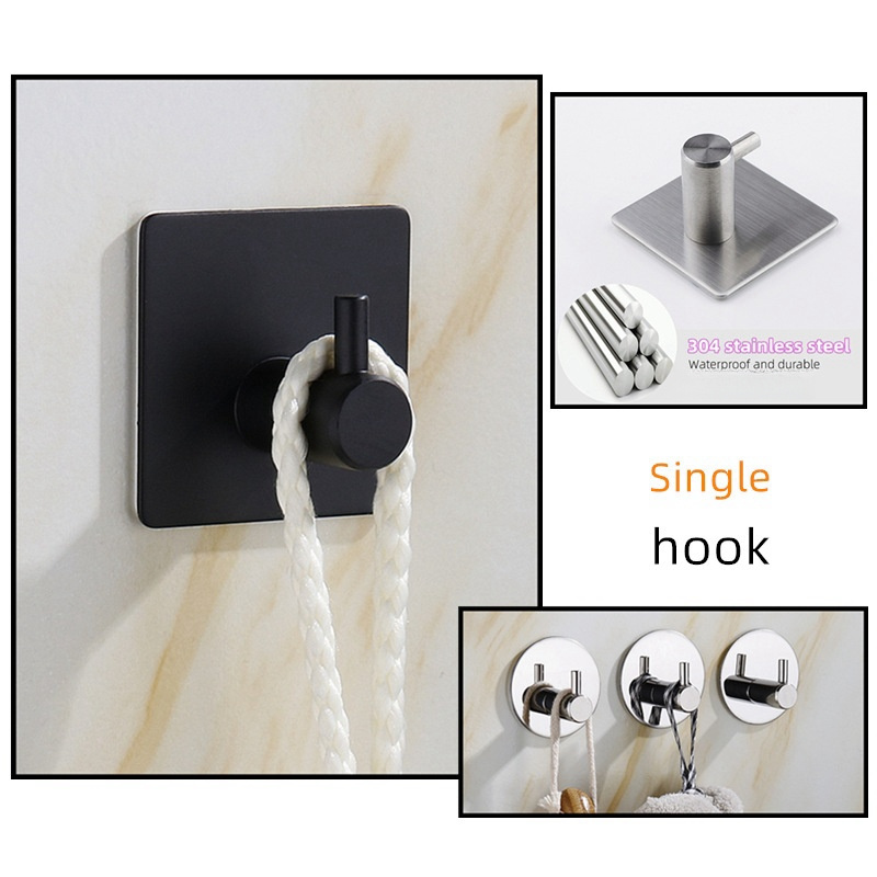 Door Clothes Bathroom Hanger Towel Hook Wall Organisation Stainless Steel Adhesive Metal Coat Rails Hooks