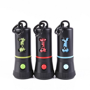 3 in 1 led flashlight pet 2 sets dog poop bag holder dispenser with led flashlight