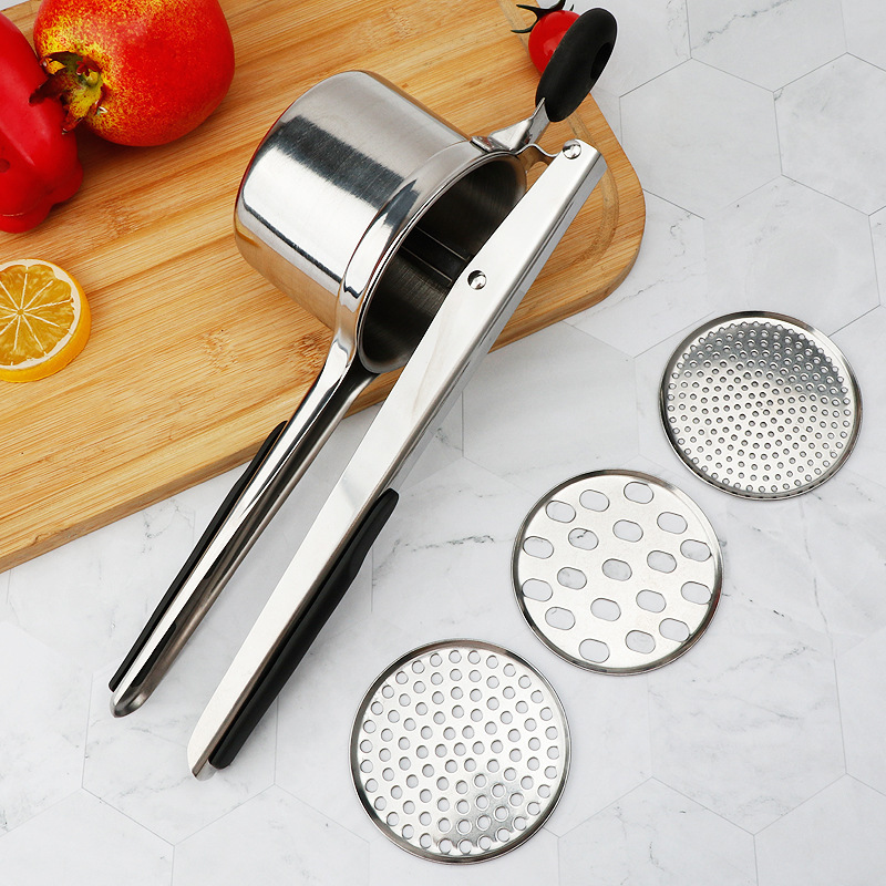 Non-slip 3 in 1 professional heavy duty stainless steel kitchen potato ricer and masher