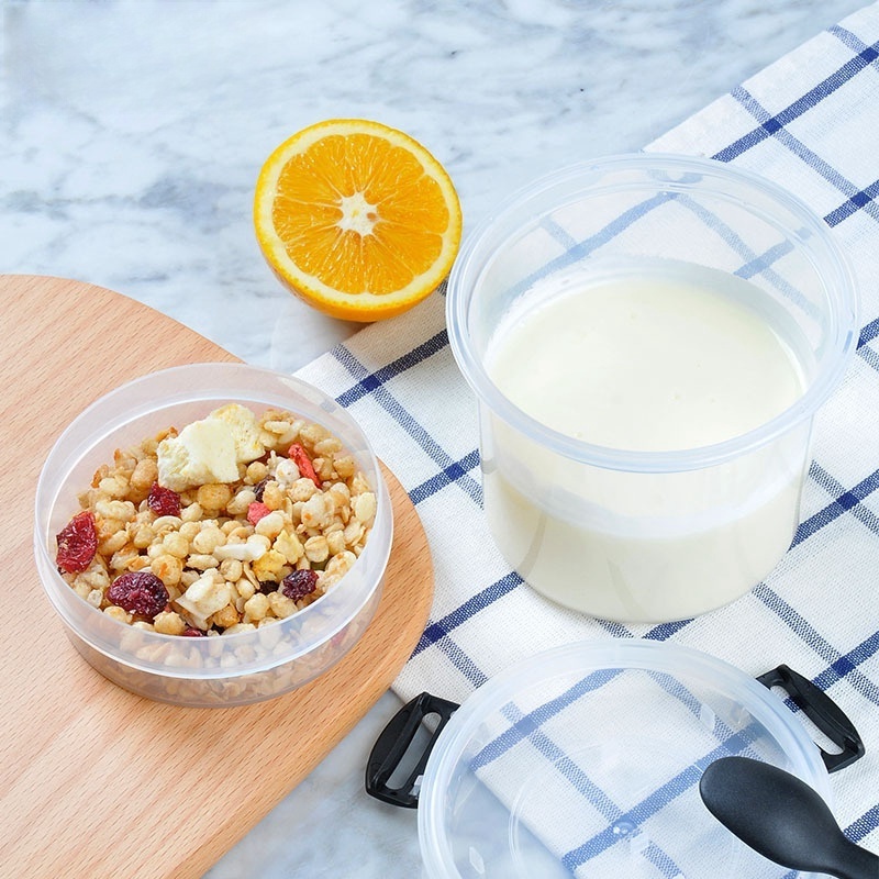 Yogurt Cups with Lids Large Breakfast On the Go Plastic Bowls with Topping Cereal Oatmeal Salad or Fruit Container