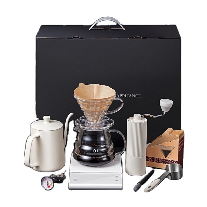 High Quality Coffee Maker Accessories Set Travel Manual Grinder Coffee Drip Pot Kettle Pour Over Coffee bag Gift Sets