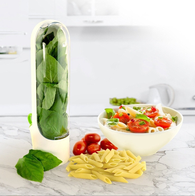 2023 New Product Herb Savor Storage Container Freshness Herb Keeper Transparent Refrigerator Herb Saver