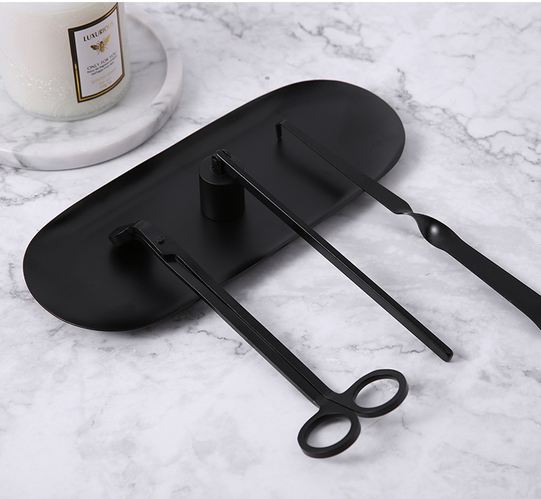 luxury black wick trimmer set candle snuffer candle scissors set with tray