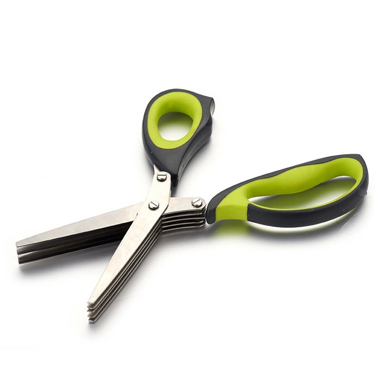 multifunctional kitchen scissors  Shredded Scallion Cut Herb Spices 5layers herb scissors