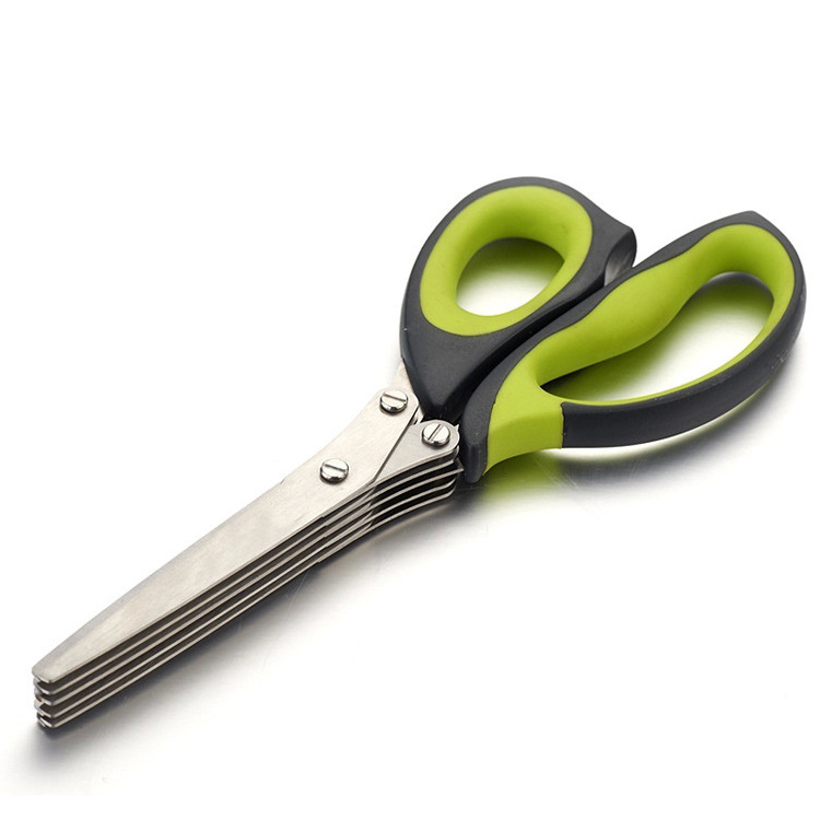 multifunctional kitchen scissors  Shredded Scallion Cut Herb Spices 5layers herb scissors