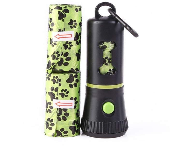 3 in 1 led flashlight pet 2 sets dog poop bag holder dispenser with led flashlight