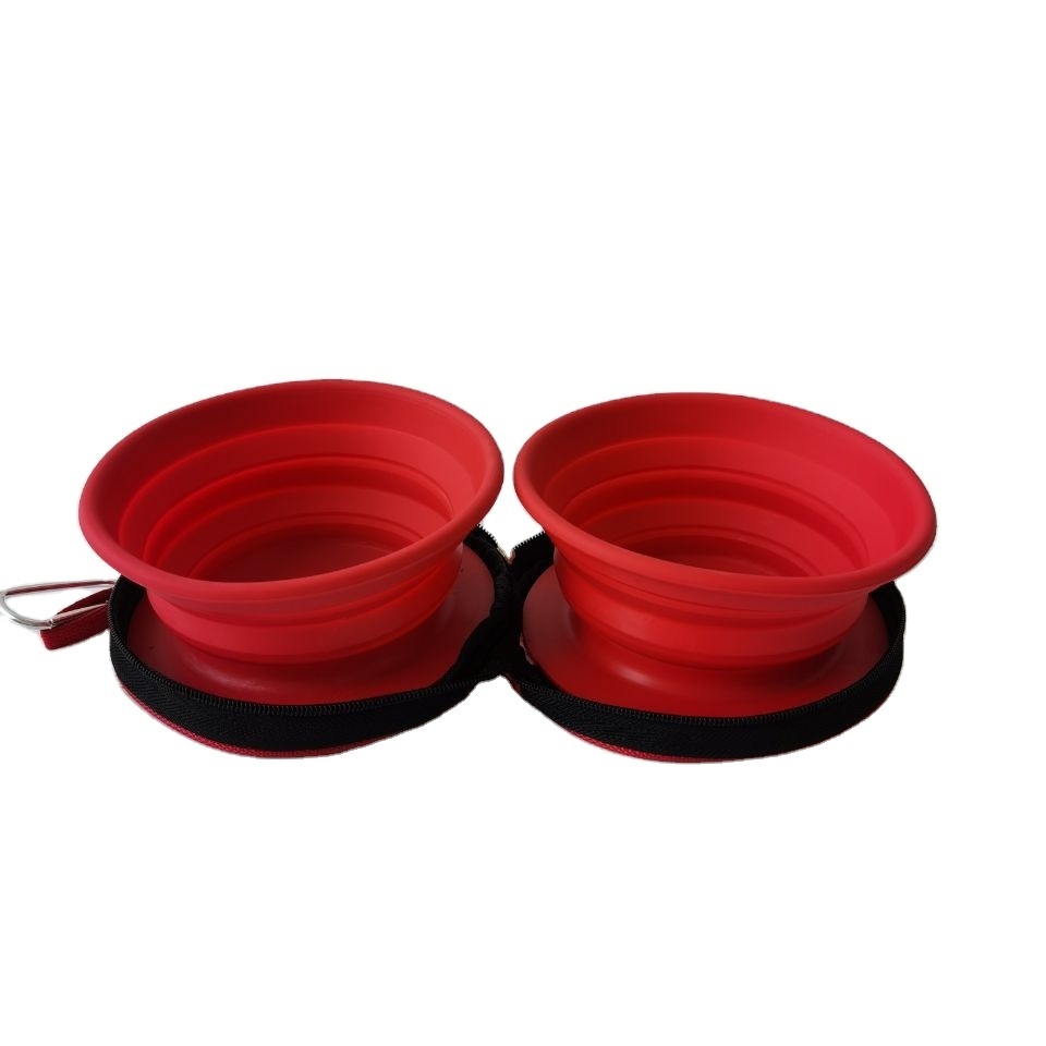 pet accessories outdoor portable telescopic folding eco friendly silicone dog food bowl