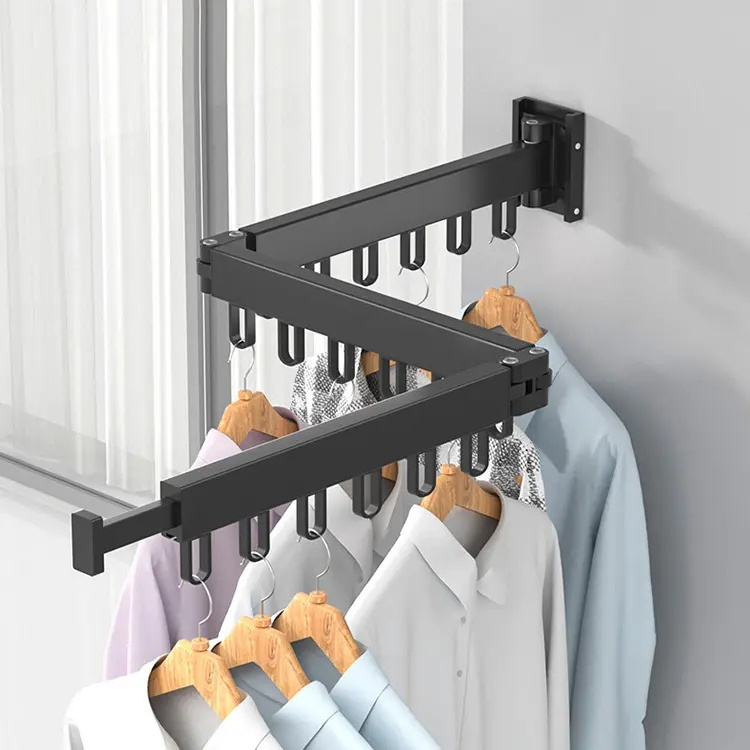 portable invisible rotary hoist telescopic extendable clothesline hanger for apartment