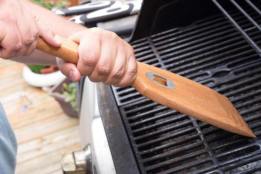 bamboo shovel kitchenware BBQ barbecue cooking spatula with handle wooden grill scraper with bottle opener