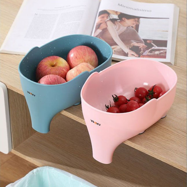 Fruit Drain Basket Plastic Cute Elephant Shaped Drain Bowl Sink Drain Strainer Basket